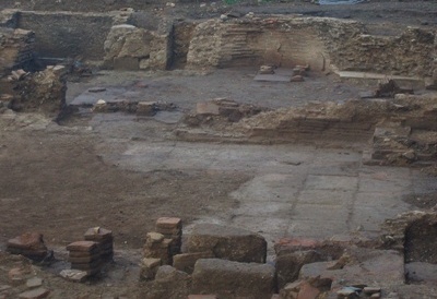 Via G. De Matthaeis - reperti delle terme romane - Frosinone