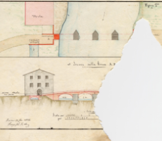 Frammento della cartografia della Mola Bisileti custodita presso l'Archivio di Stato di Frosinone