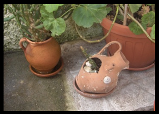 Pentolame in terra cotta delle nostre nonne - Pignate e stufaroli utilizzate oggi come vasi per fiori