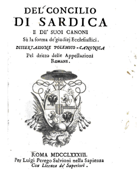 anno 1783 - Testo del Concilio di Sardica anno 343 indetto da papa Giulio I