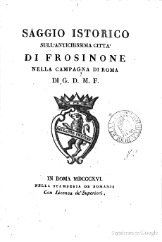 Il saggio istorico del De Matthaeis - tratta da Google - Frosinone